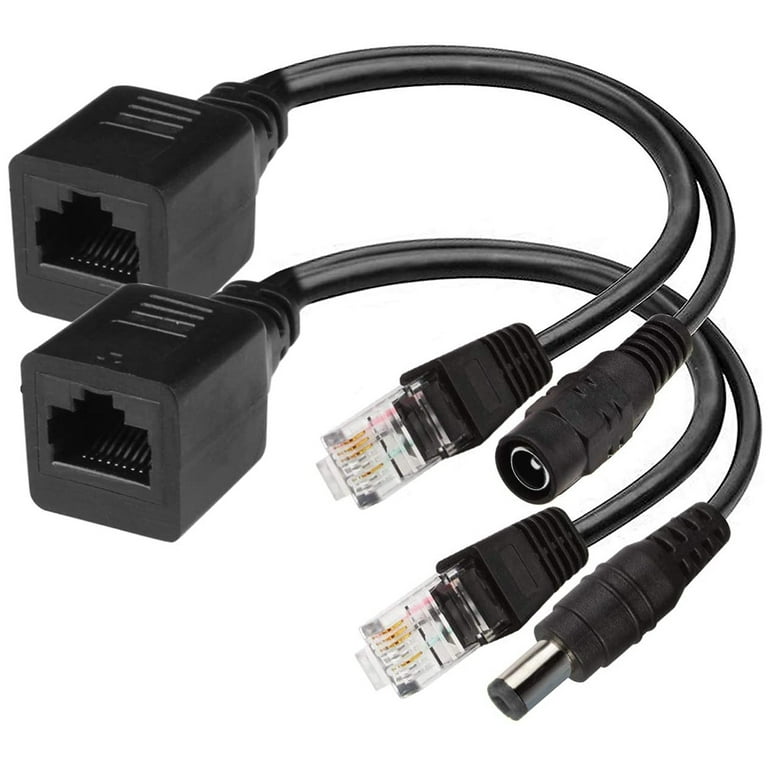 2 Pcs Passive PoE Injector and Splitter Kit DC Power Adaptor Connector, 