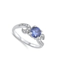 thumbnail image 4 of CHOOSE YOUR COLOR Simulated Tanzanite Solitaire Swirl Ring .925 Sterling Silver Band White CZ Female Size 5, 4 of 4