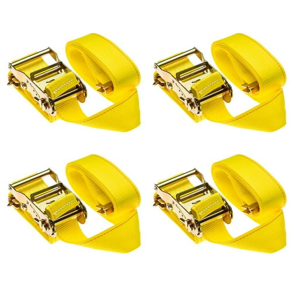 4-Pack of 2in x 12' Ratchet Straps with E-Fittings