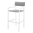 thumbnail image 3 of Bar Side Stool Chair, Set of 2, Aluminum, Metal, Steel, White Grey Gray, Modern Contemporary Urban Design, Outdoor Patio Balcony Cafe Bistro Garden Furniture Hotel Hospitality, 3 of 8
