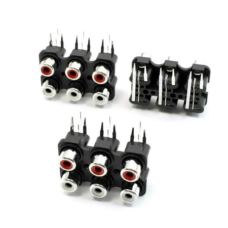 Pcb Mounting - Unique Bargains PCB Mount AV Concentric Outlet 6 RCA Female Socket Black Board 4x3.1x2.1cm 3 Pcs