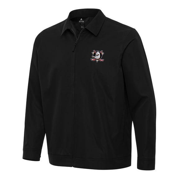 Men's Antigua Black Anaheim Ducks Pivot Full-Zip Jacket