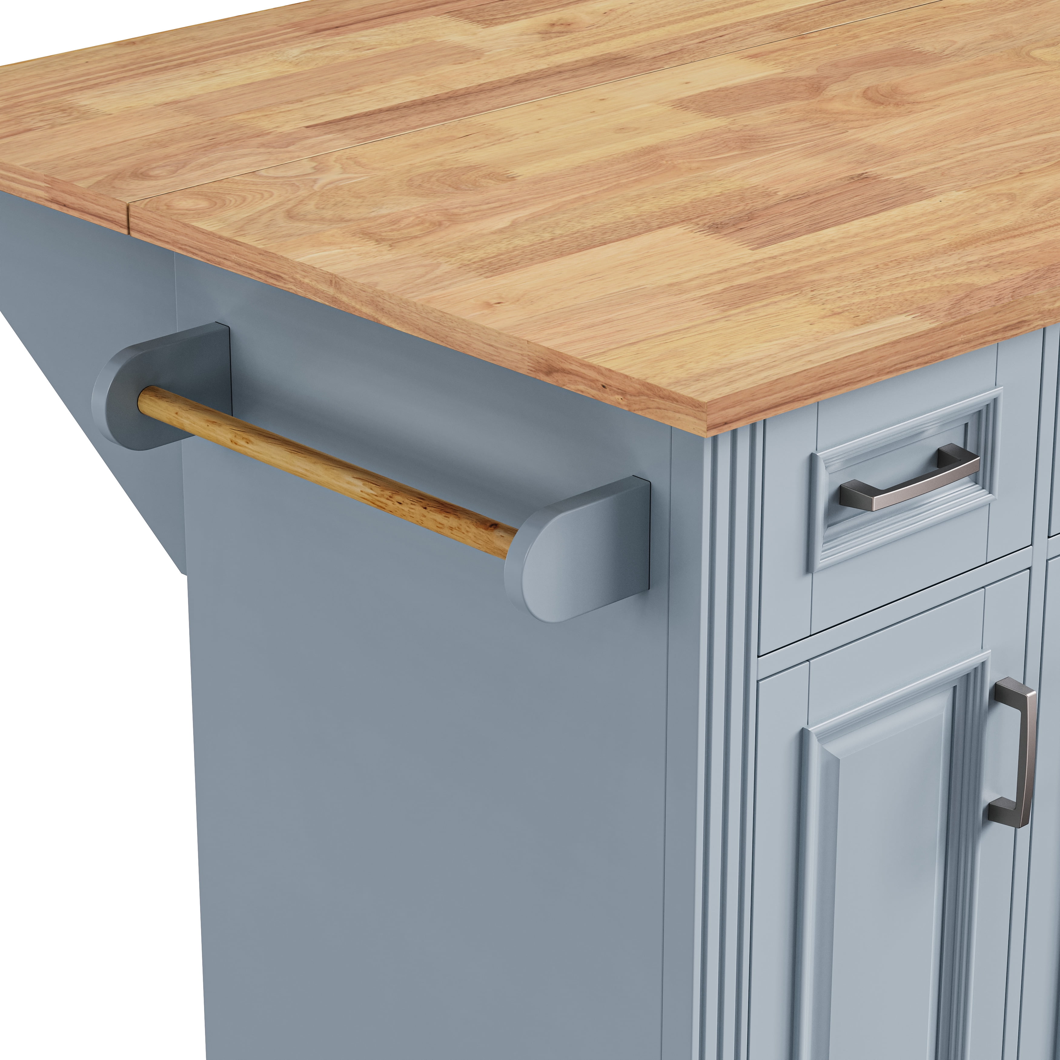 Kitchen Island with Drop Leaf, 54" Embossed Texture Rolling Cart with 4 Cabinets & 3 Drawers, Large Storage Island on Wheels for Kitchen