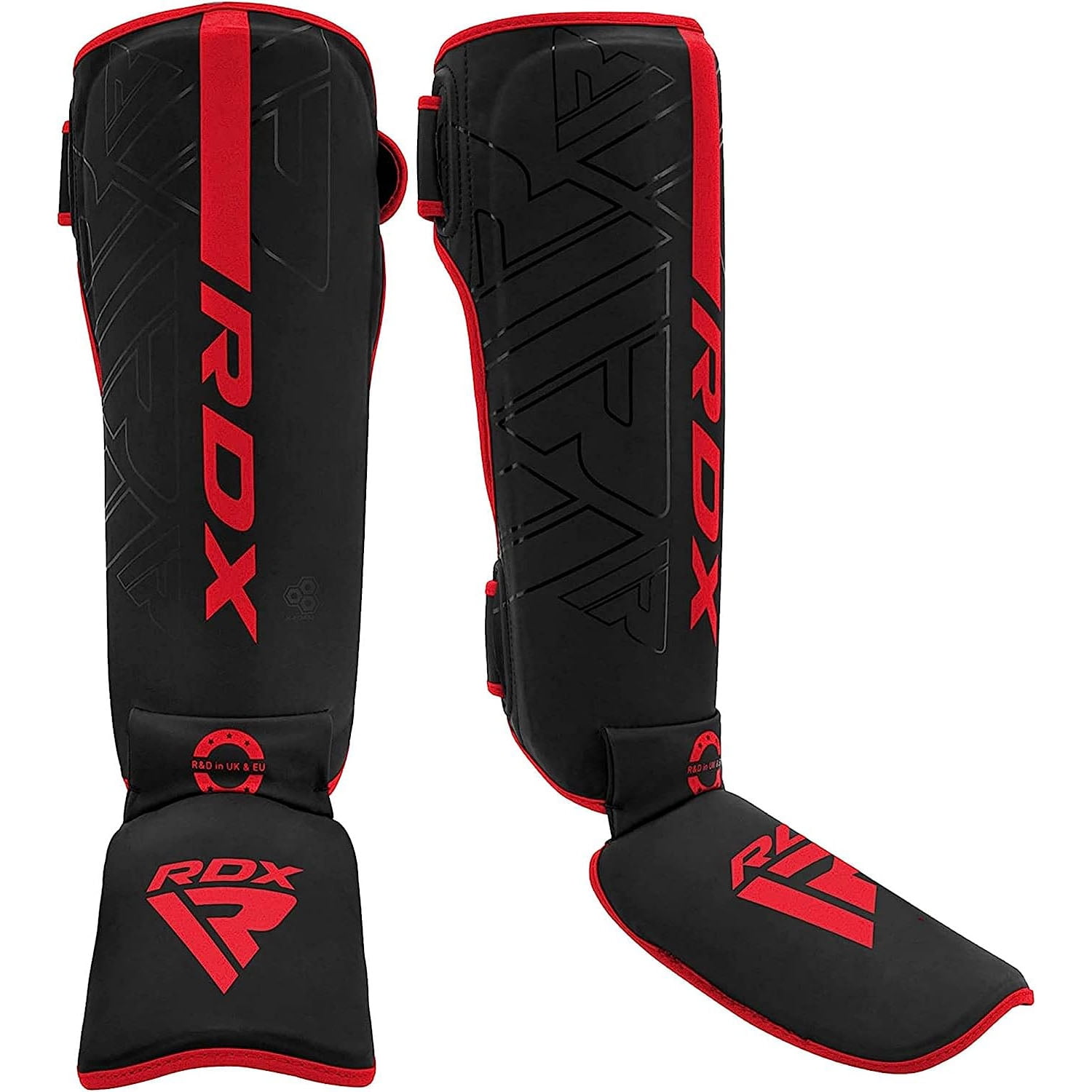 RDX F6 Shin Guard Leather Training Pads with Instep Foam Leg Protection for Kickboxing, Muay