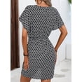 thumbnail image 6 of AURA Women Floral Midi Dress V Neck Tie Waist Summer Short Sleeve Elegant Casual Dress, 6 of 7
