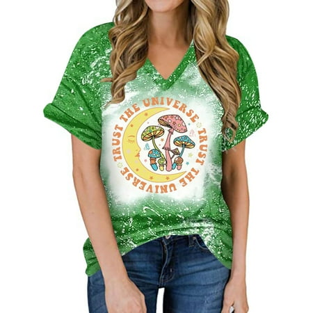 

KEJIG Corset Tops For Women Plus Size Women s V-neck T-shirt Halloween Print T-shirt Short Sleeve T-Shirt Tops