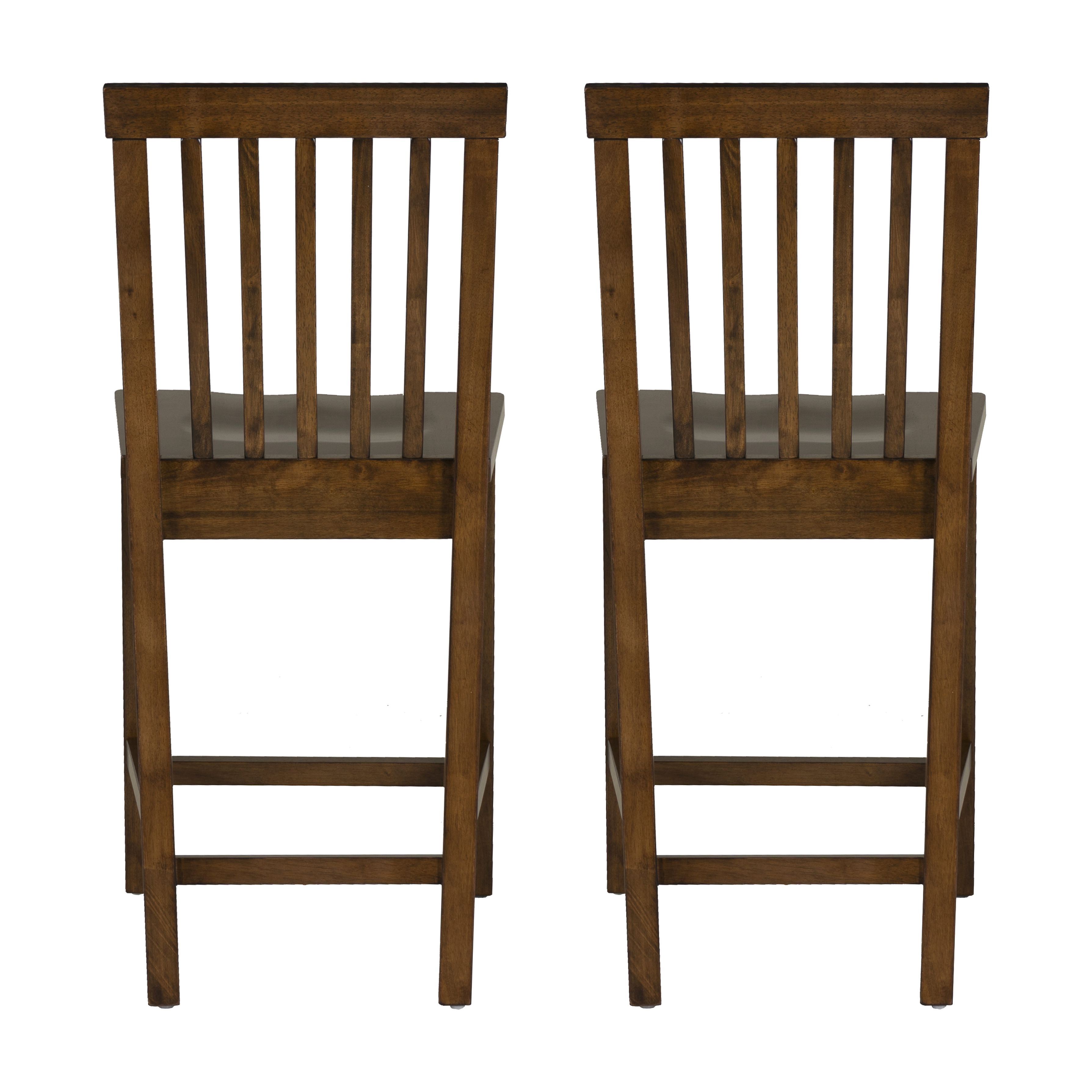Linon Percival 24" Indoor Wood Counter Stool, Set of 2, Walnut