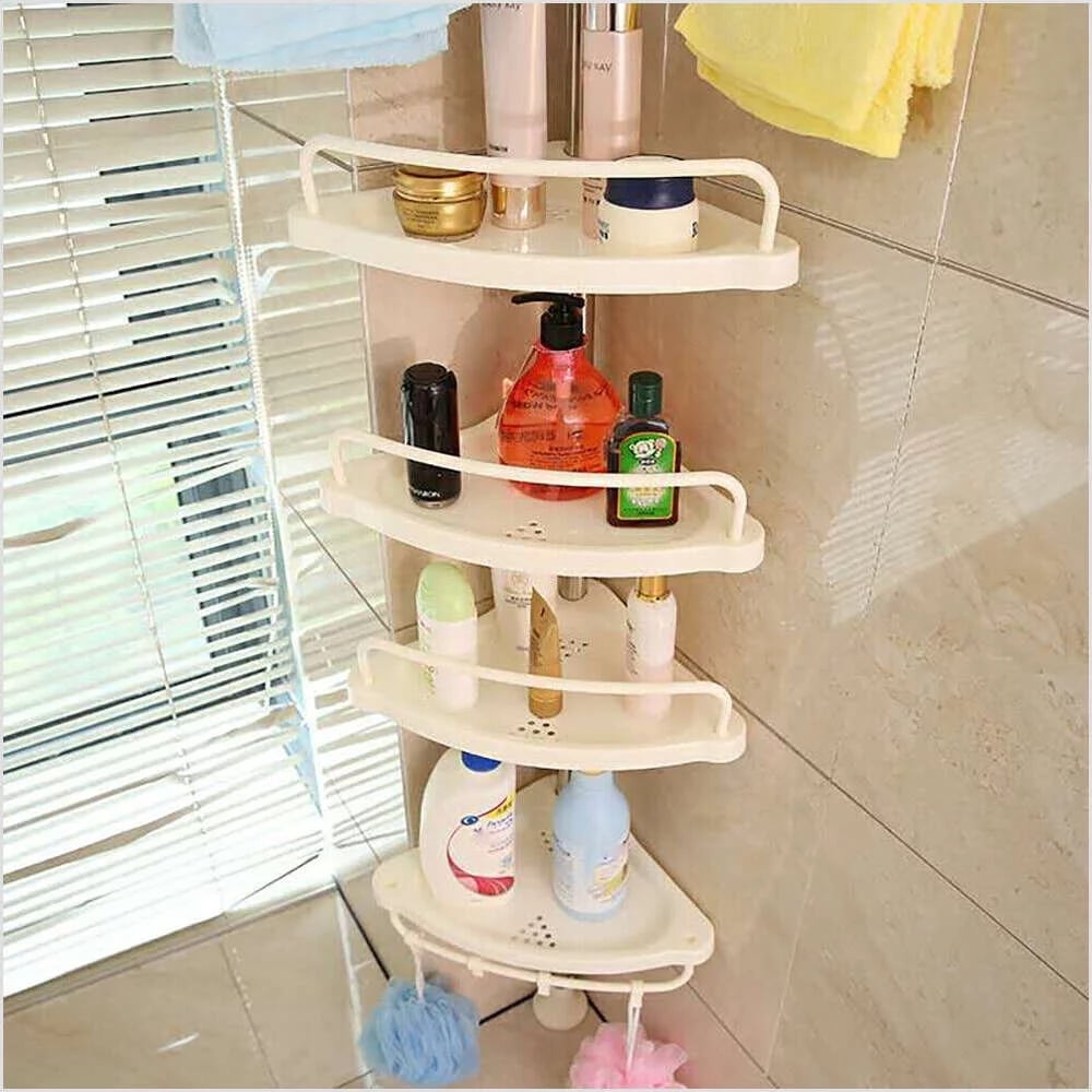 4 Layers Bathroom Corner Bath Tension Tub Shower Storage Rack Shelf Organizer