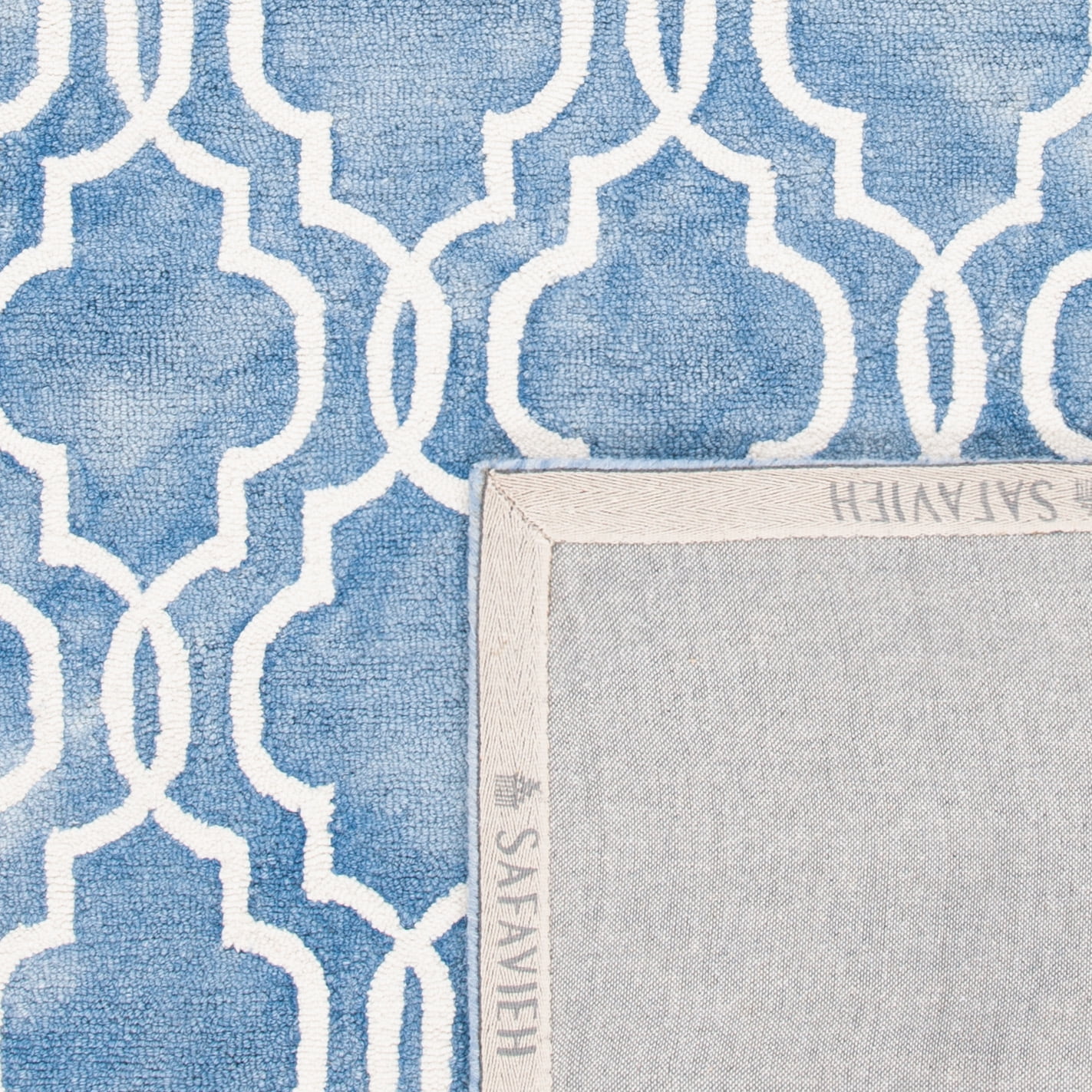 Safavieh Dip Dye Leighton Geometric Wool Area Rug, Blue/Ivory, 9' x 12'