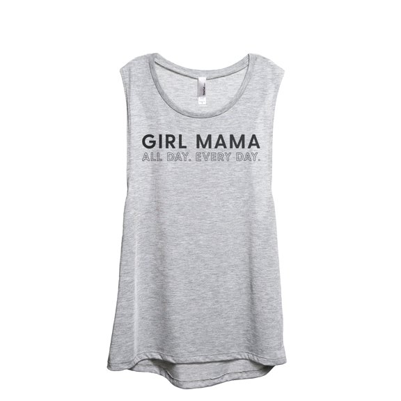 Girl Mama All Day Every Day Women's Fashion Sleeveless Muscle Workout Yoga Tank Top Sport Grey X-Large