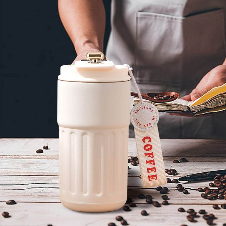 Wzzjkit Insulated Coffee Mug with Lid, LED Display Travel Tumbler with  Handle, Stainless Steel Cup for Camping Office Home, Travel Coffee Mug for  ...