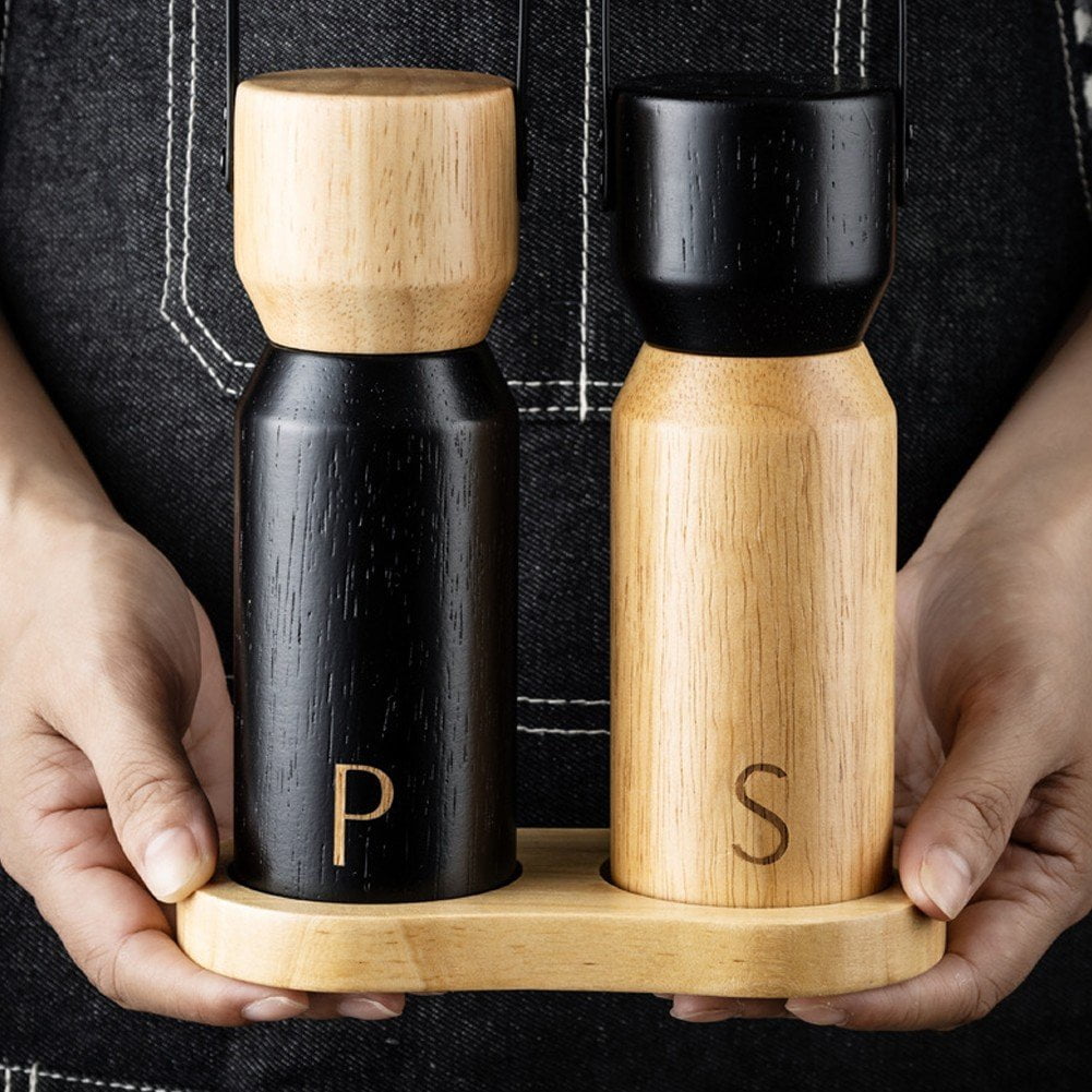 Seasoning Grinder, Salt and Pepper Grinder Set Manual Wooden Salt and Pepper Mill Set Professional Wood Mill For Home Kitchen