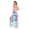 thumbnail image 3 of FORMRS Womens Long Sarong Beach Wrap Semi-Sheer Bikini Skirt Bathing Swimsuit Cover Up, Yellow Hand Drawn Sailboats, 3 of 7