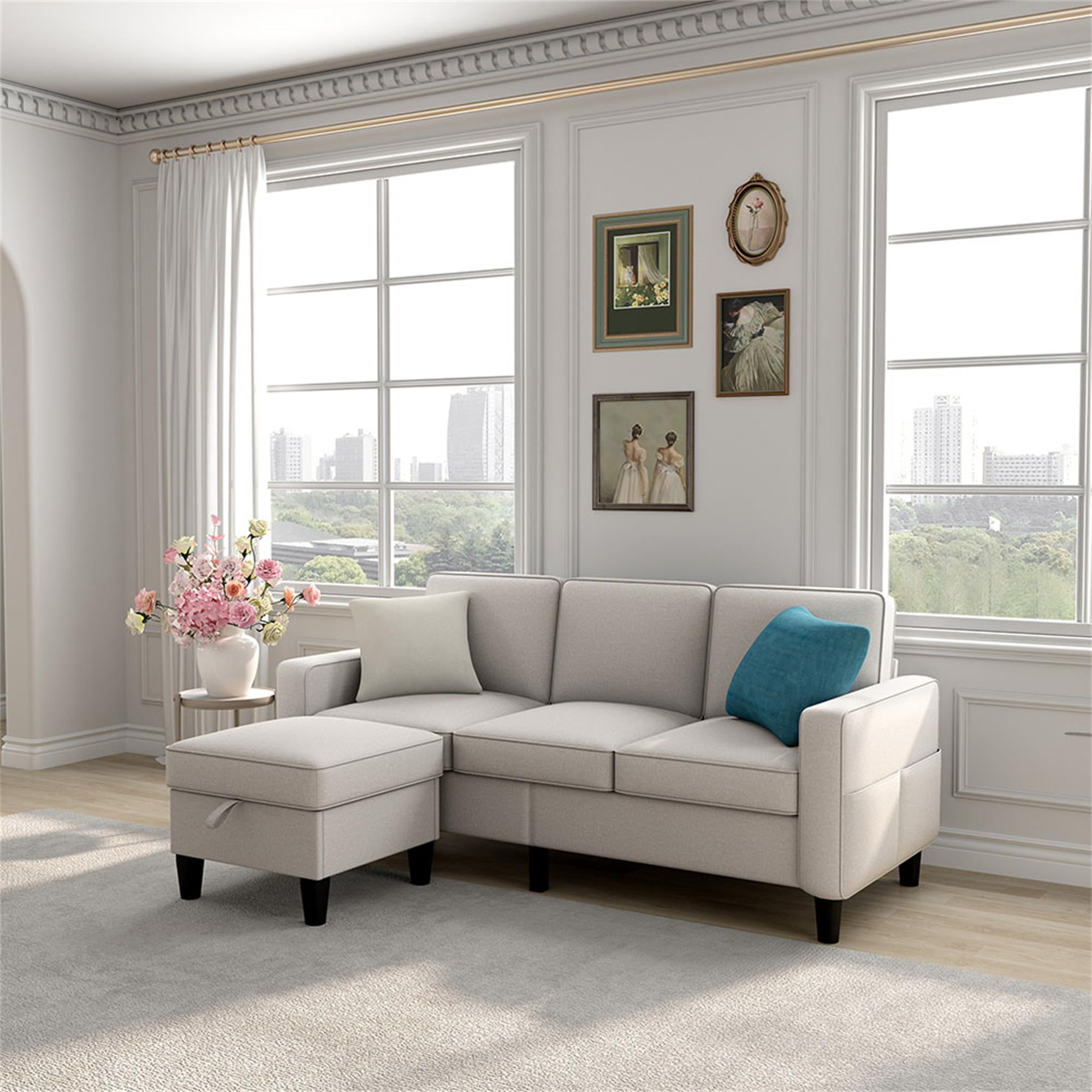 Kadyn Sectional Sofa Couch, L-Shaped Couch, 3-Seat Small Sectional Sofa for Living Room, Apartment, Small Space (Beige) Kadyn Sectional Sofa Couch, L-Shaped Couch, 3-Seat Small Sectional Sofa for Living Room, Apartment, Small Space (Beige)