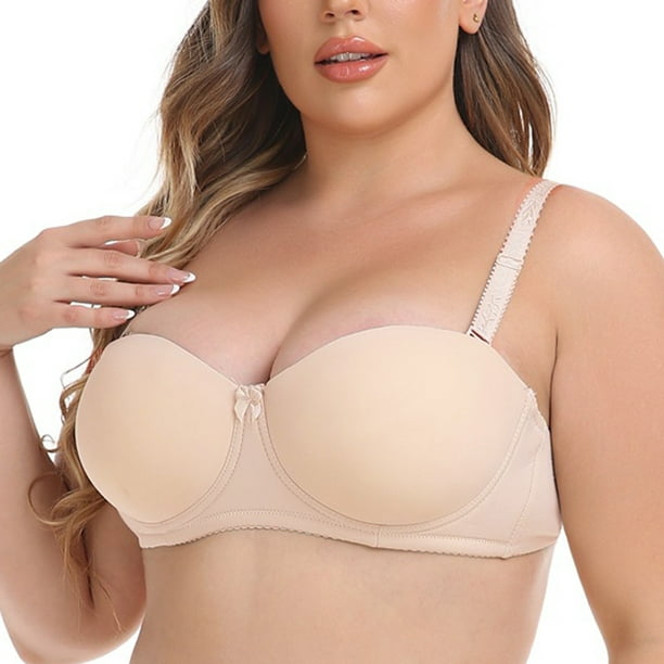 QUYUON Clearance Unlined Demi Bra Women's Gathering Large Size Thickening  Collecting Auxiliary Breast Without Marks On The Breast Comfort Stretch