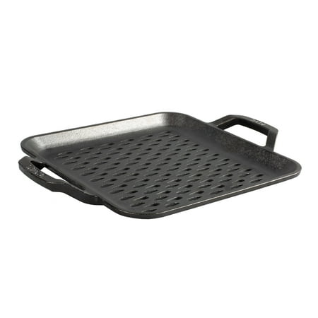 Lodge 11" Cast Iron Square Grill Topper - Chef Collection - Made in the USA - Pre-Seasoned - For Indoor & Outdoor Cooking - Durable Grill Topper