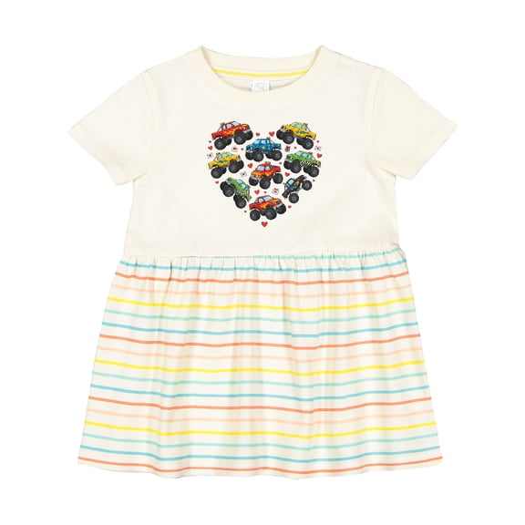 Inktastic Monster Truck Love Heart for Kids Girls Baby Dress