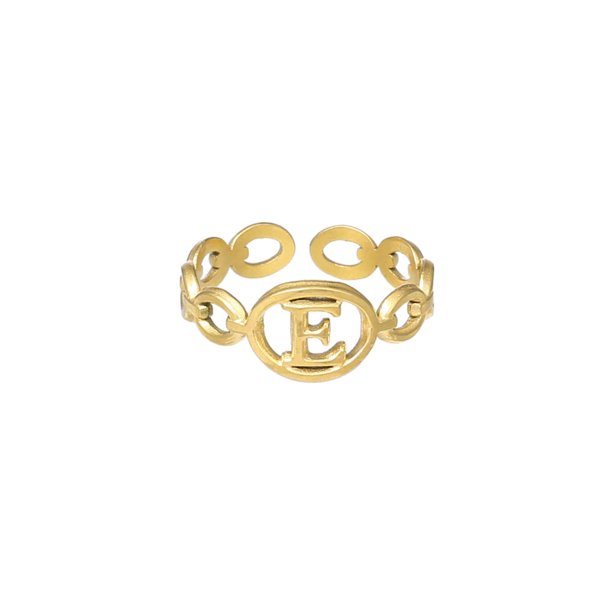 Anillo de 26 letras chapado en oro de acero de titanio Anillo de dedo índice de apertura en inglés Anillo hueco Wmkox8yi sjalhkljlk1968