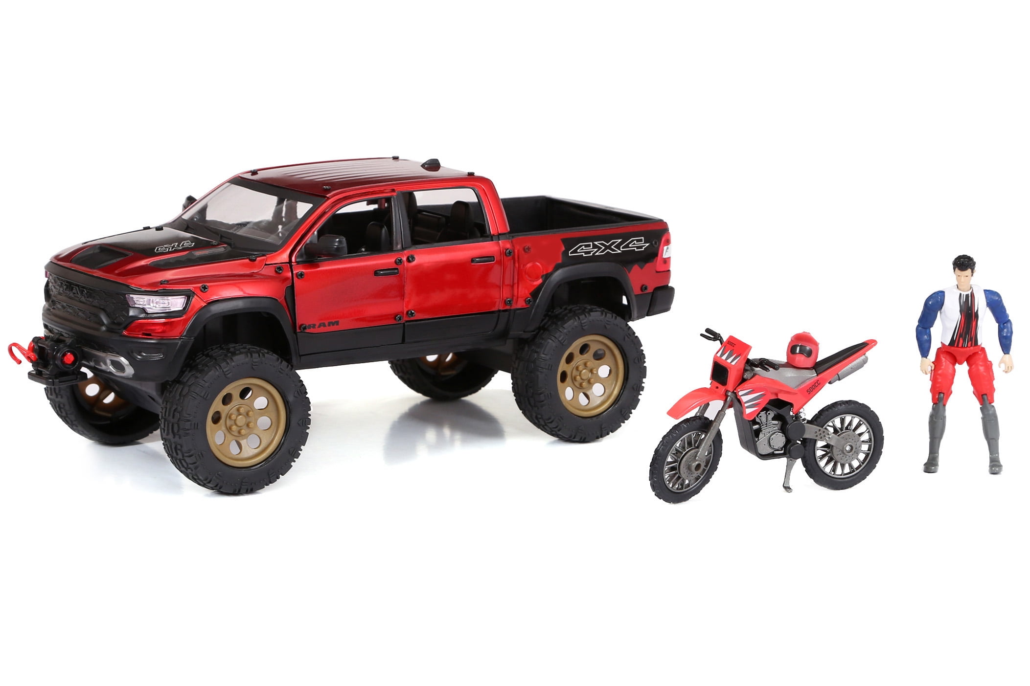 Adventure Force Free Wheeling Metal Vehicle Playset RAM Truck, Bike Child 3 and up