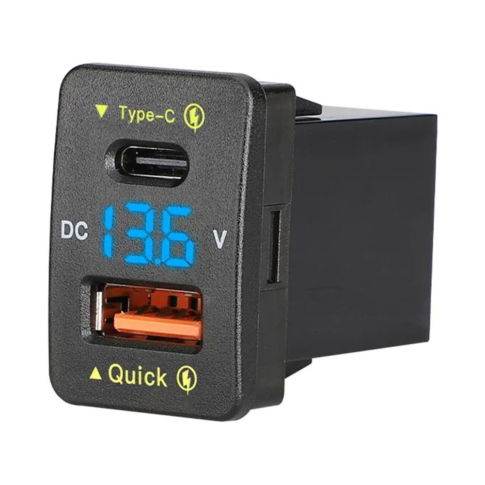 Caricabatterie Auto 36W 12V Con Doppia Porta USB QC3.0 E Voltmetro – Per Toyota