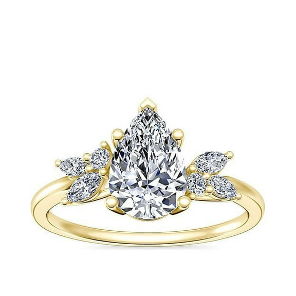 2.25 Carat Pear Cut (D/VVS1) Moissanite Beautiful Anniversary Ring for Women Solid 18K Yellow Gold Ring Size 7 Diamond Ring by Diamond-Capitals