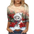 thumbnail image 2 of JTZGDY Womens Christmas Shirts Xmas Funny Printed Crew Neck 3/4 Length Sleeve Tops 2026 Festive Dressy Casual,Plus Size,Christmas Clothes for Women,Holiday Basic Tee,Tunic Tops Pullovers, 2 of 8