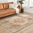 thumbnail image 5 of Hauteloom Peeta Boho Faded Vintage Look Oriental Medallion Area Rug - Farmhouse Traditional Floral Carpet for Living Room, Bedroom, Dining Room - Cream, Pink, Blush - 6'7" x 9', 5 of 10