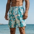 thumbnail image 4 of TKKCS Mens Graphic Swim Trunks- Quick Dry Vacation Lightweight Elastic Waist Drawstring Breathable Casual Beach Board Shorts Light Blue Size 3XL, 4 of 6