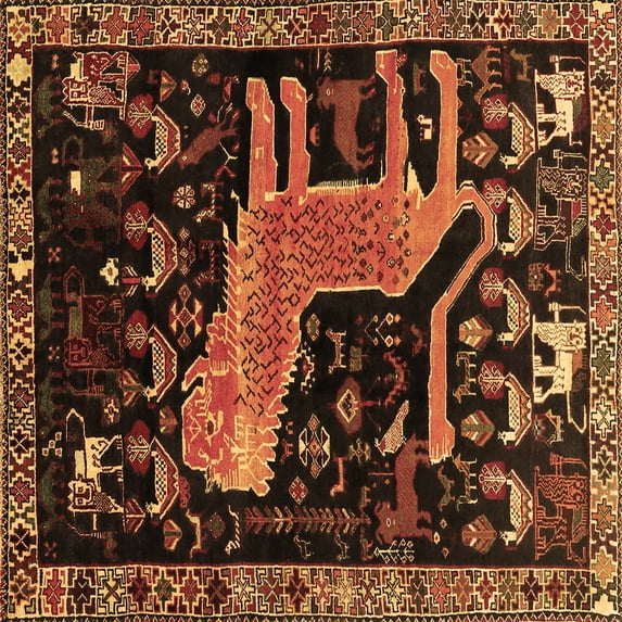 Ahgly Company Machine Washable Indoor Square Animal Brown Traditional Area Rugs, 6' Square