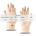 thumbnail image 3 of Mooqilaa Girls Winter Gloves Size 3-8 Years, Outdoor Flip Top Warm Fingerless Knitted Gloves for Cold Weather Beige, 3 of 4
