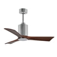 thumbnail image 2 of Patricia-3 three-blade ceiling fan in Polished Chrome finish with 42” solid walnut tone blades and dimmable LED light kit&nbsp;, 2 of 7