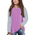 thumbnail image 2 of Akiihool Long Sleeve Shirts for Girls Little Girls Long Sleeve Tee Shirts Soft Layering Pullover Slim Stretchy Tops (Purple,4-5 Years), 2 of 9