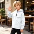 thumbnail image 6 of ITSAME Boys Half Zip Fleece Hoodie Pullover Long Sleeve Loose Fit Casual Fashion Sweatshirt with Chest Pockets Size 4T, 6 of 9