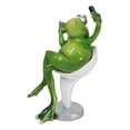 thumbnail image 5 of Green Queen Diva Lady Frog Taking Selfie Seated On Salon Chair Figurine 7"H, 5 of 9