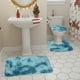thumbnail image 4 of Juego de 3 Alfombrillas de Baño de Invierno Gruesas y de Colores Mixtos | Suaves y Absorbentes | Antideslizantes | Lavables | Azul Oscuro | 3 Alfombrillas para Inodoro | Espuma de Terciopelo Polar |, 4 of 6