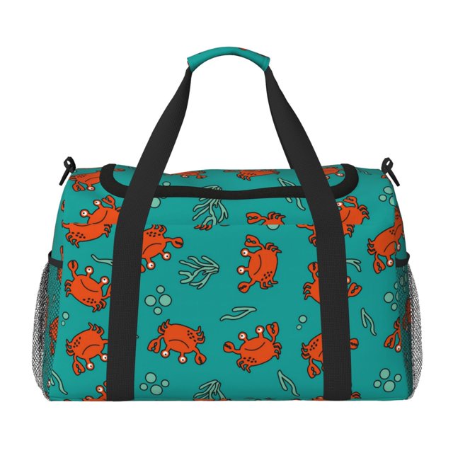 Balery Colorful Crab Bolsa de Gimnasio para Mujeres, Bolsa de Viaje con Bolsillo Húmedo, Bolsa de Fin de Semana para Mujeres, Bolsa de Viaje Resistente al Agua
