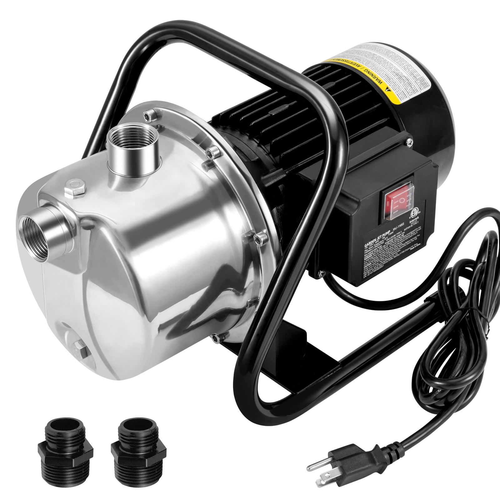 KFFKFF Surface Well Pump, 1.5 HP 115V, 1200 GPH at 164 ft Elevation, Maximum Pressure of 87 psi, Portable Stainless Steel Jet Pumps for Garden Lawn Watering System, Lake Fountain, and Water Movement