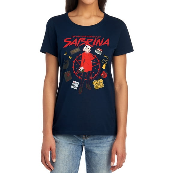 Chilling Adventures of Sabrina Circle Women's T Shirt, Navy, Medium