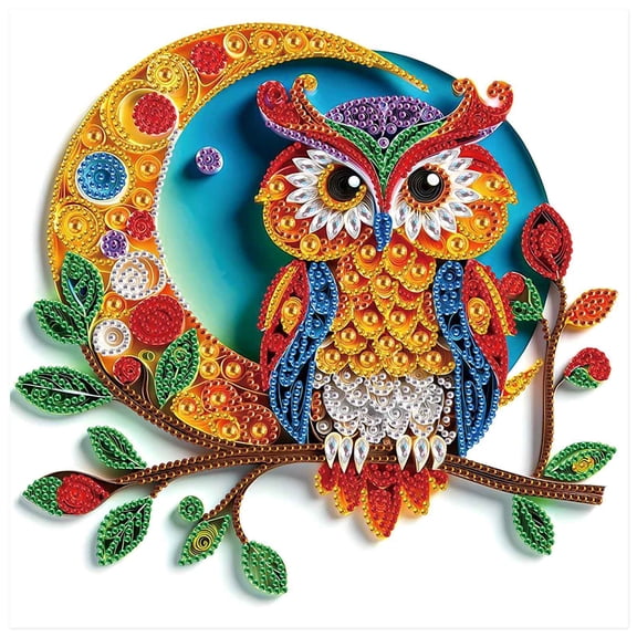 5D DIY Diamond Painting Kit Vibrant Owl Special Shape Creative Diamond Craft Suitable for Home and Office Decor, Festive Gifts
