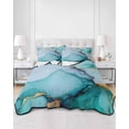 thumbnail image 3 of Turquoise Marble Twin Size Down Alternative Comforter, Lightweight Comforter Quilt Bedding Set with Pillow Shams Abstract Green Modern Luxury Cracks All Seasons Bed Comforter Duvet Insert 68"x86", 3 of 7
