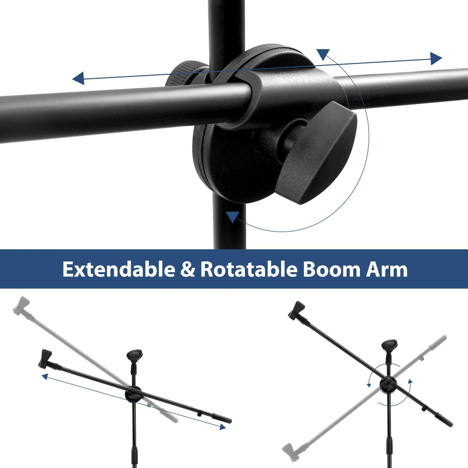 10 MR DJ MS500 Heavy Duty Telescoping Microphone Mic Boom Stand, Tripod Cast Base
