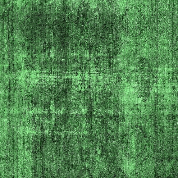 Ahgly Company Indoor Square Oriental Emerald Green Industrial Area Rugs, 5' Square