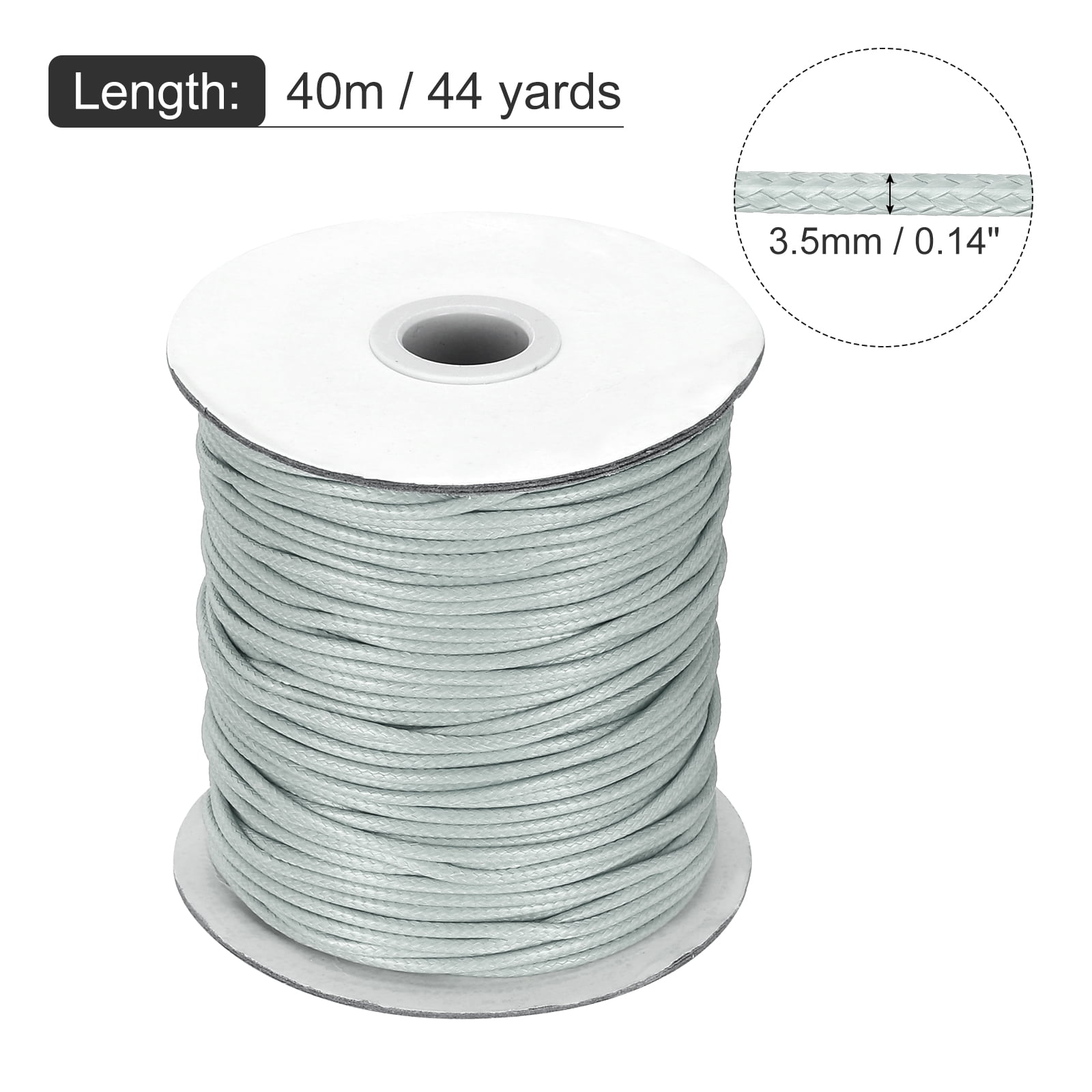 Waxed Cord 3.5mm Waxed Thread 44 Yard Wax String Leather Cord for Bracelet Making, Necklaces, Beading, Jewelry Making and DIY Crafts(Light Grey)