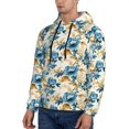 thumbnail image 3 of Wukai Vintage Blue Flowers Print Men Hoodies Fleece Sweatshirts Long Sleeve Sweaters Pullover Fall Outfits Winter Clothes-Small, 3 of 7