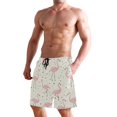 thumbnail image 2 of Dailycode Men's Quick Dry Swim Trunks Beach Shorts Casual Summer Board Shorts with Pockets, Flamingo with Polka Dots, 2 of 8