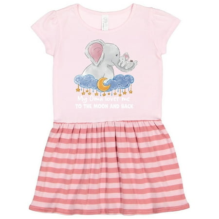

Inktastic My Oma Loves me to the Moon and Back Elephant Family Gift Toddler Girl Dress
