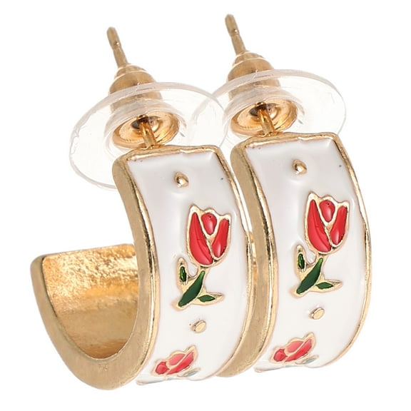 FRCOLOR 1 Pair Earrings Studs for Women Vintage Earrings Tulip Earrings Women Ear Studs Teacher Earrings Dainty Jewelry for Women and Ladies