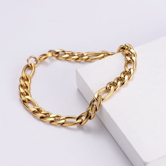 Punk 14K White Gold Figaro Chain Bracelet For Women Men Unisex Fashion Jewelry Gifts