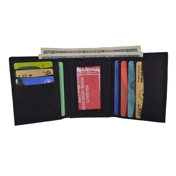 Genuine Leather Trifold ID Credit Card Holder Wallet Mens 3555 CF