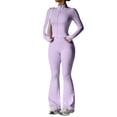 thumbnail image 2 of adaychics Yoga Outfits for Womens 2 Piece Set Long Sleeve Full Zip Jacket and High Waisted Flared Gym Leggings Set for Workout, 2 of 9